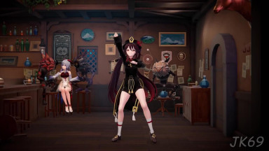 [R-18 MMD] Hu Tao and Ganyu Wife Sex Dance with Hilichurl and Mitachurl